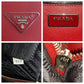 PRADA Tote Bag leather Red Silver Metal Safiano Triangle With logo