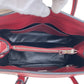 PRADA Tote Bag leather Red Silver Metal Safiano Triangle With logo