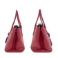 PRADA Tote Bag leather Red Silver Metal Safiano Triangle With logo