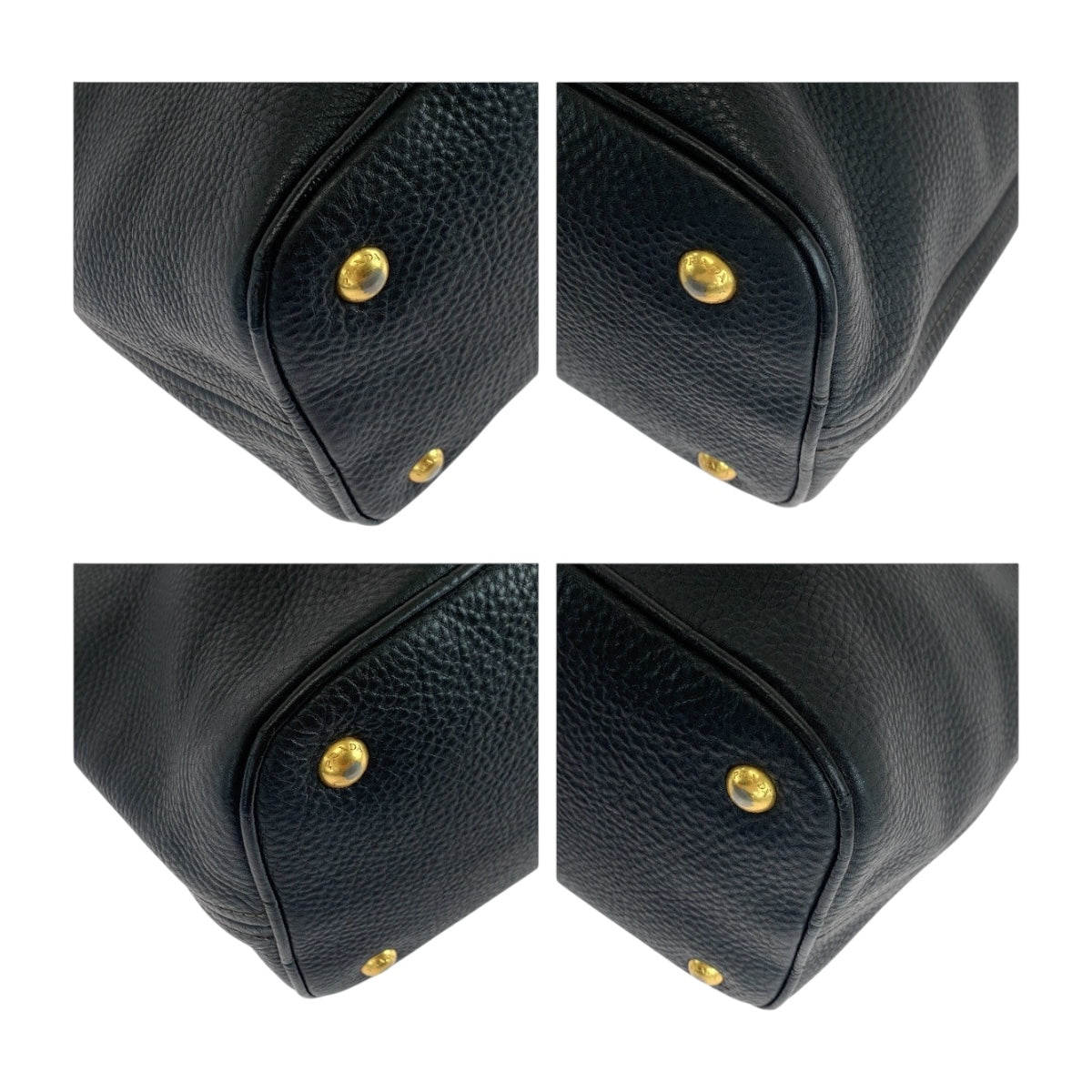 PRADA Shoulder Bag leather Black GoldMetal Vitterodino logo