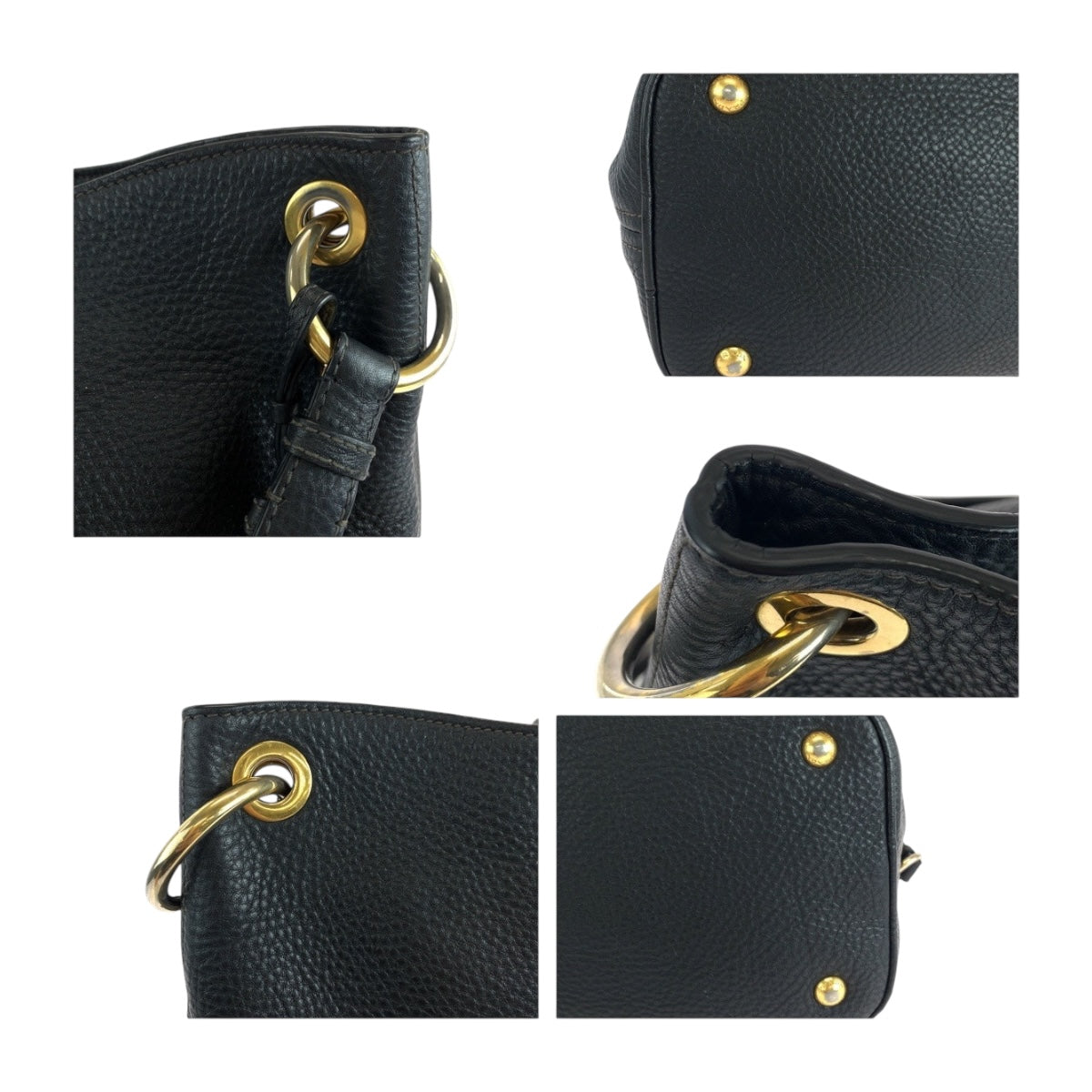PRADA Shoulder Bag leather Black GoldMetal Vitterodino logo