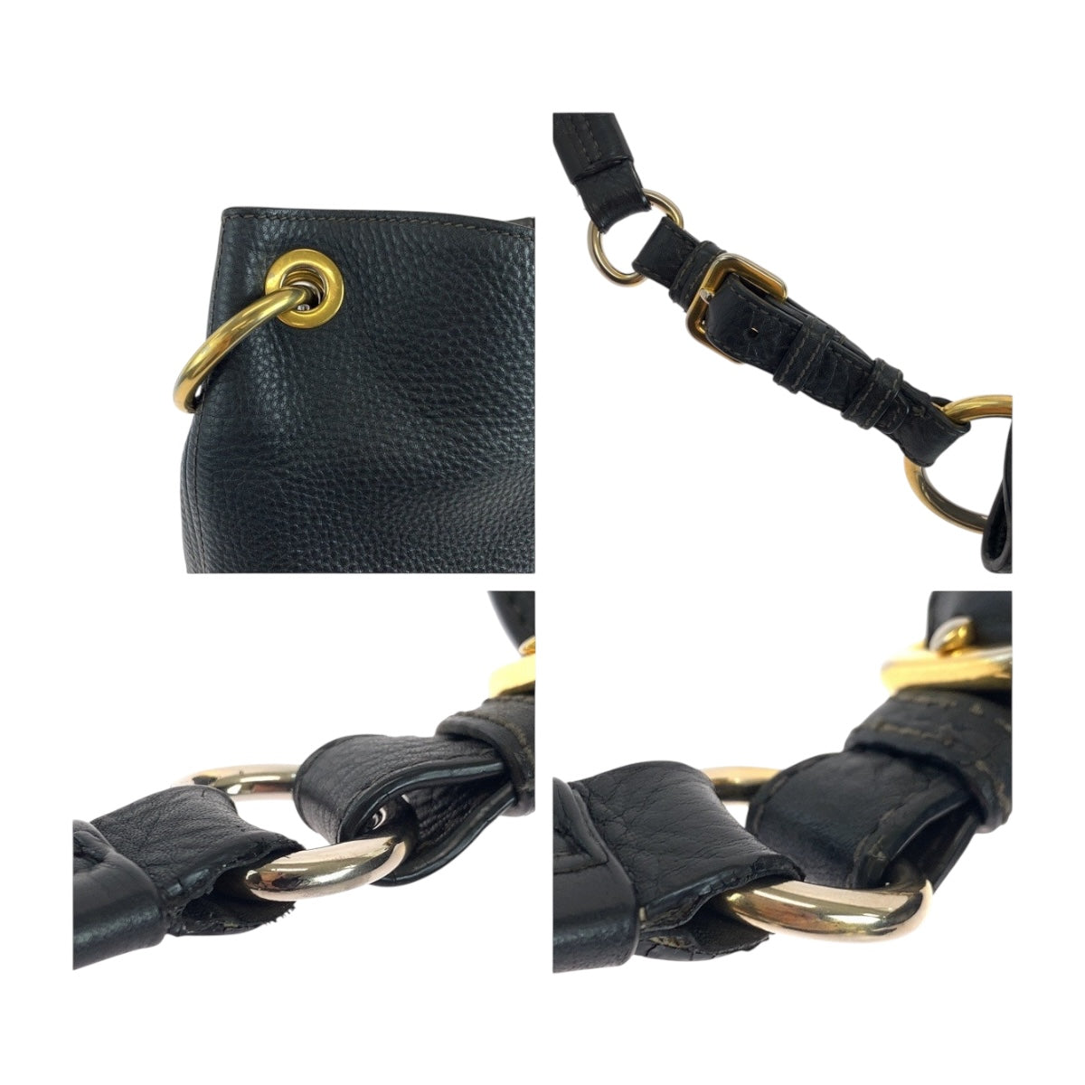 PRADA Shoulder Bag leather Black GoldMetal Vitterodino logo