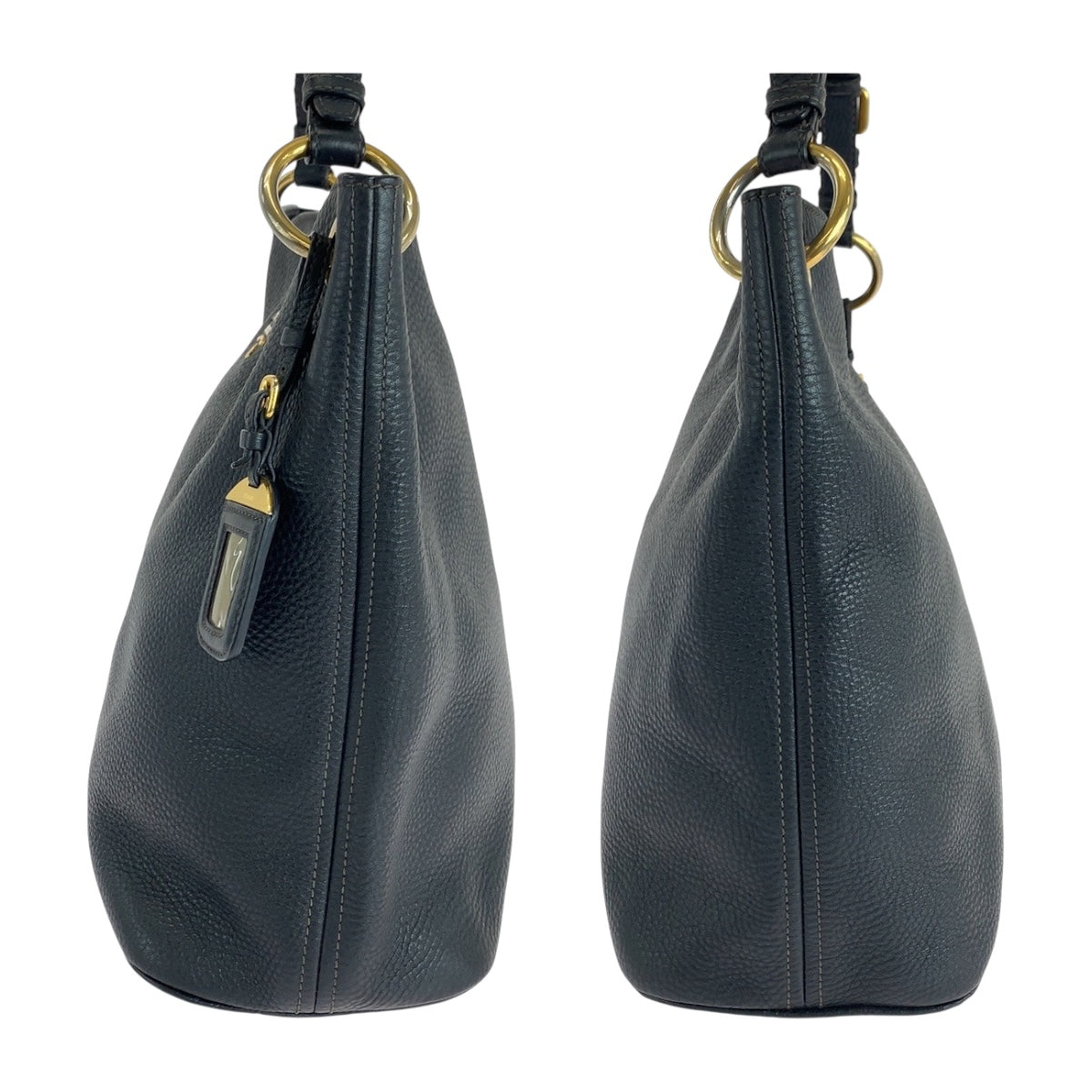 PRADA Shoulder Bag leather Black GoldMetal Vitterodino logo