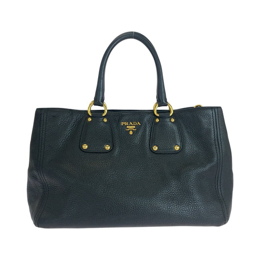 PRADA Tote Bag 208 leather Black Gold Metal Vitterodino