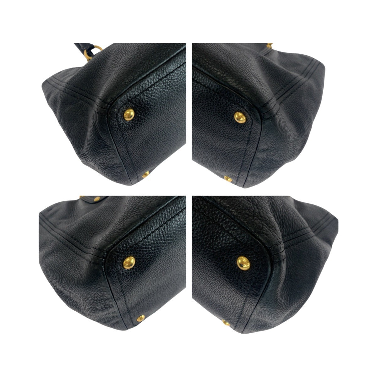 PRADA Tote Bag 208 leather Black Gold Metal Vitterodino