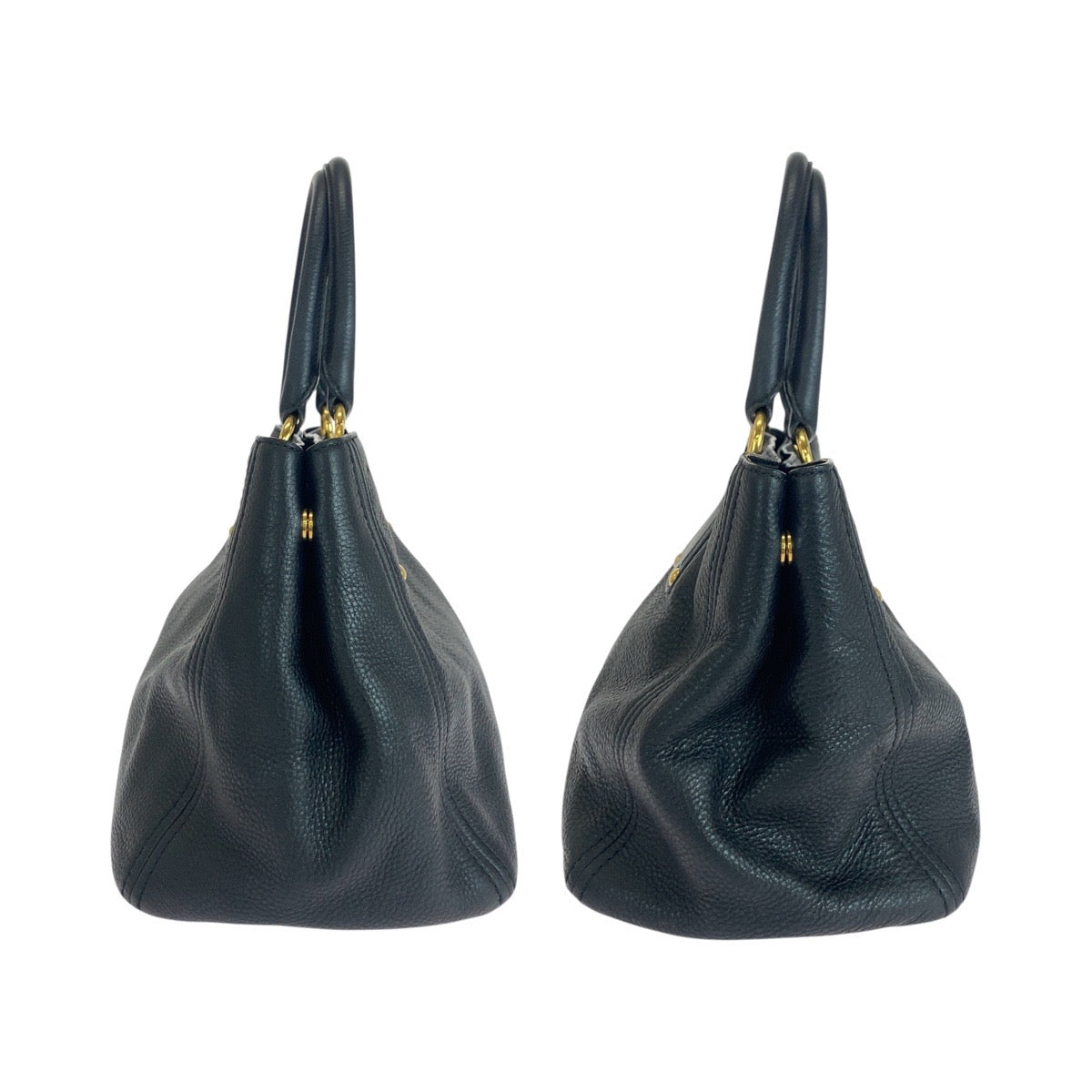 PRADA Tote Bag 208 leather Black Gold Metal Vitterodino
