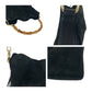 GUCCI Shoulder Bag 001 3638 Suede Black Brown Gold Metal Bamboo