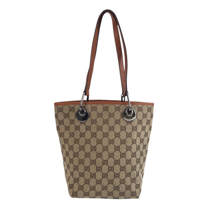 GUCCI Tote Bag 120840 GG canvas Beige Brown SilverMetal