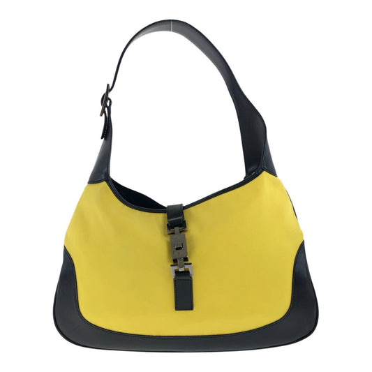 GUCCI Shoulder Bag 001 3306 canvas Yellow Black SilverMetal Jackie
