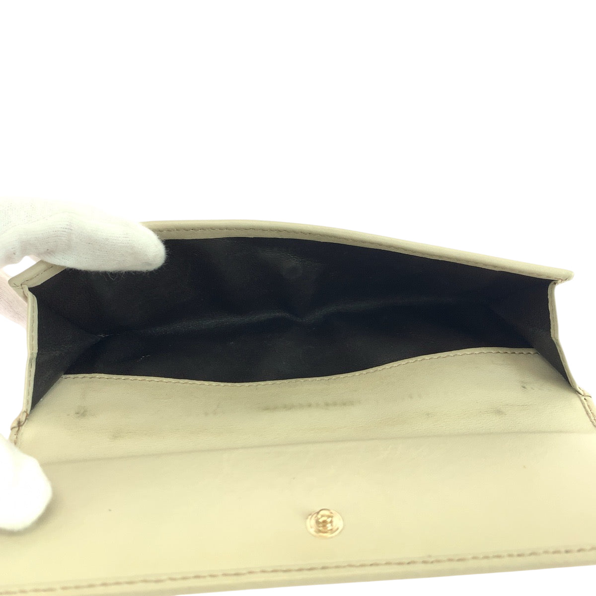 GUCCI Long Wallet Purse 256933 leather Ivory Gold Metal Guccisima Mayfair ribbon