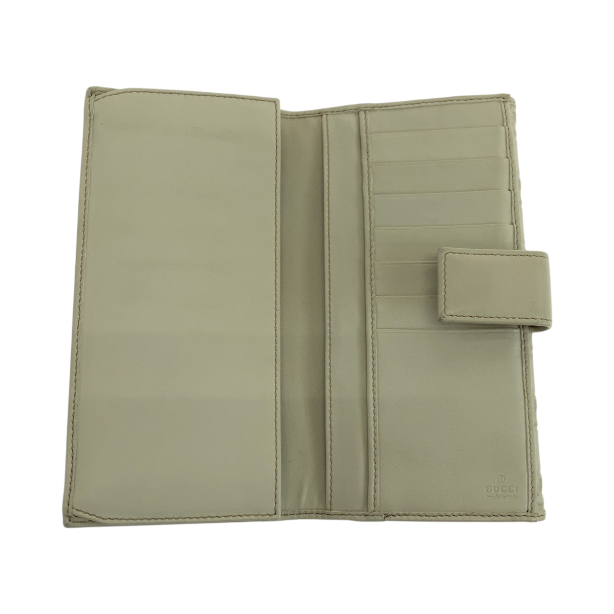 GUCCI Long Wallet Purse 256933 leather Ivory Gold Metal Guccisima Mayfair ribbon