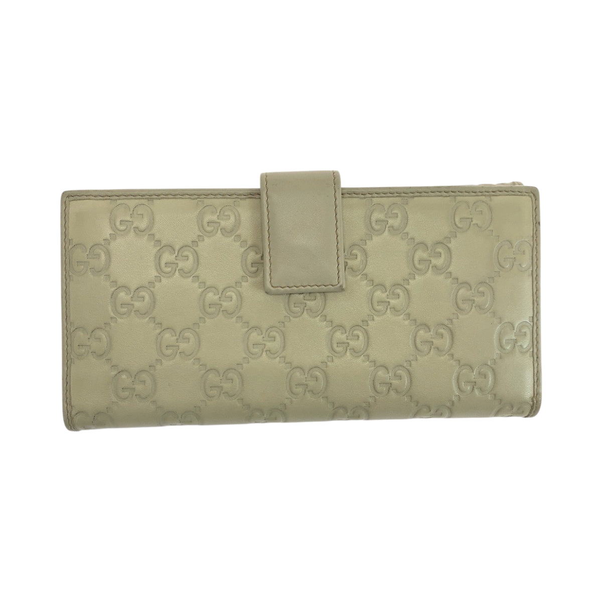 GUCCI Long Wallet Purse 256933 leather Ivory Gold Metal Guccisima Mayfair ribbon