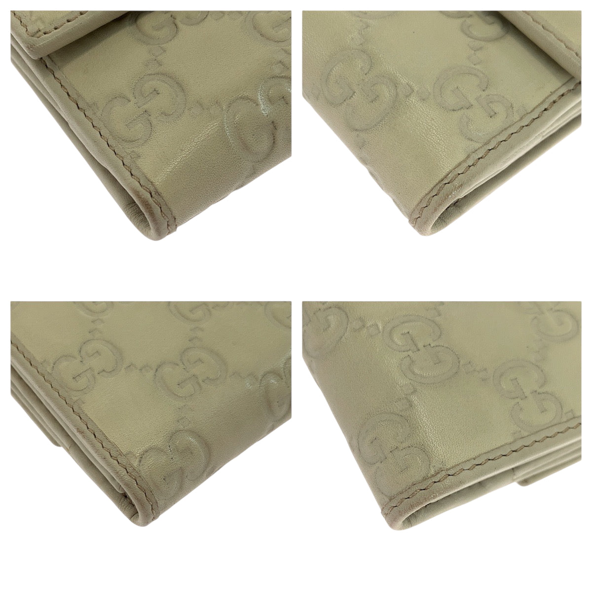 GUCCI Long Wallet Purse 256933 leather Ivory Gold Metal Guccisima Mayfair ribbon