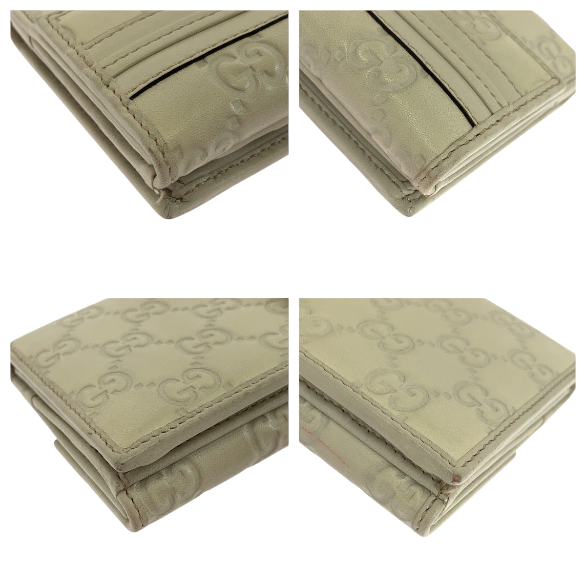 GUCCI Long Wallet Purse 256933 leather Ivory Gold Metal Guccisima Mayfair ribbon