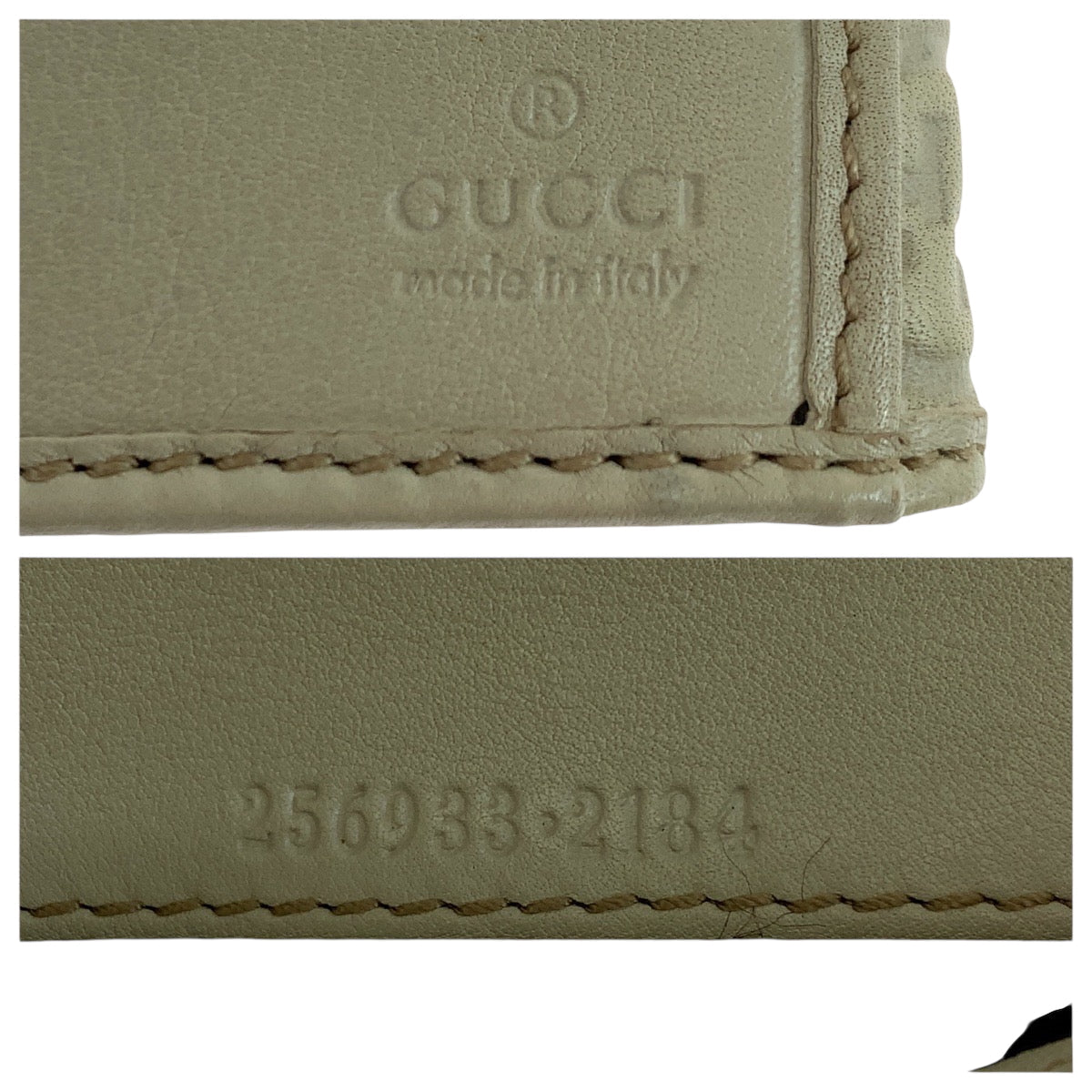 GUCCI Long Wallet Purse 256933 leather Ivory Gold Metal Guccisima Mayfair ribbon