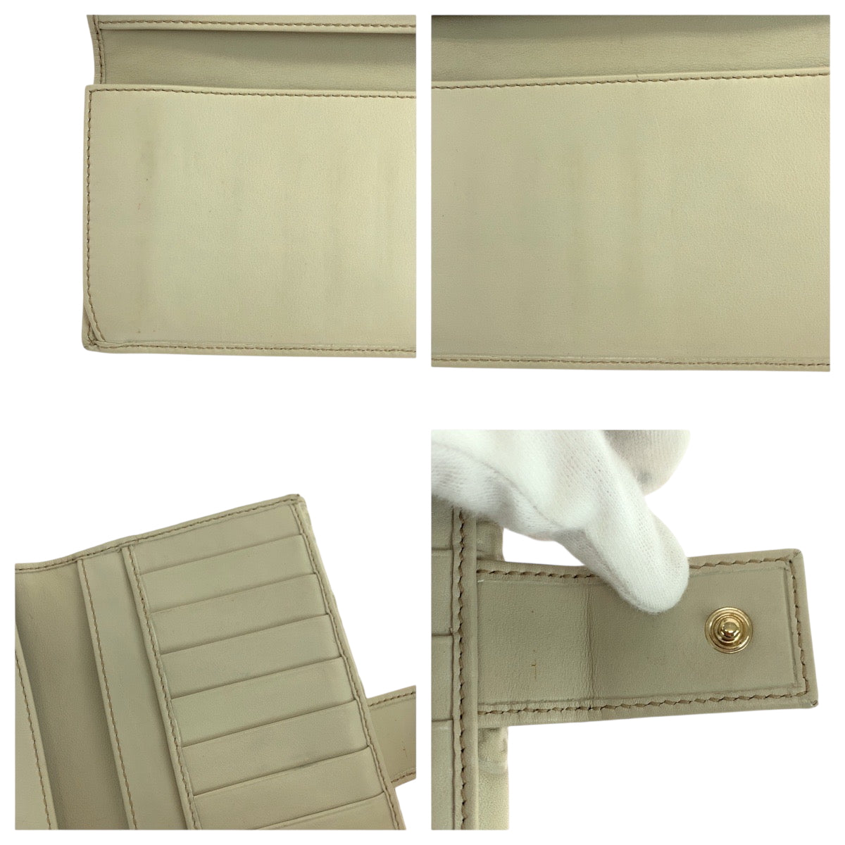 GUCCI Long Wallet Purse 256933 leather Ivory Gold Metal Guccisima Mayfair ribbon
