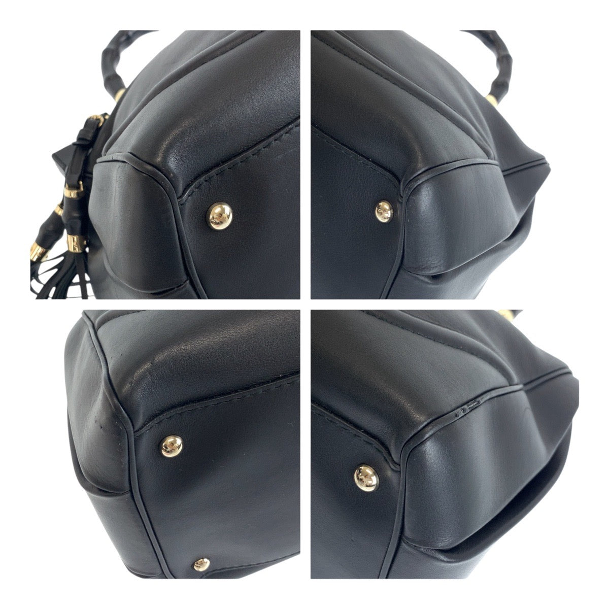GUCCI Handbag 296860 leather Black GoldMetal Bamboo