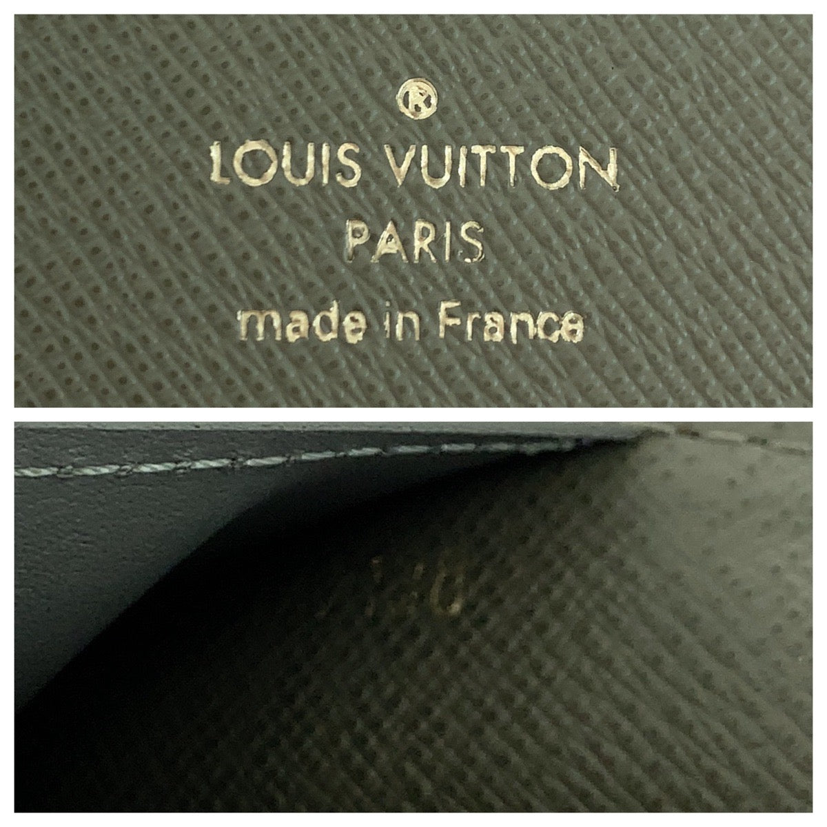 LOUIS VUITTON Long Wallet Purse M63236  leather Gray Brown SilverMetal Long Wallet Purse Monogram titanium Portefeuille Braza mens Used Authentic