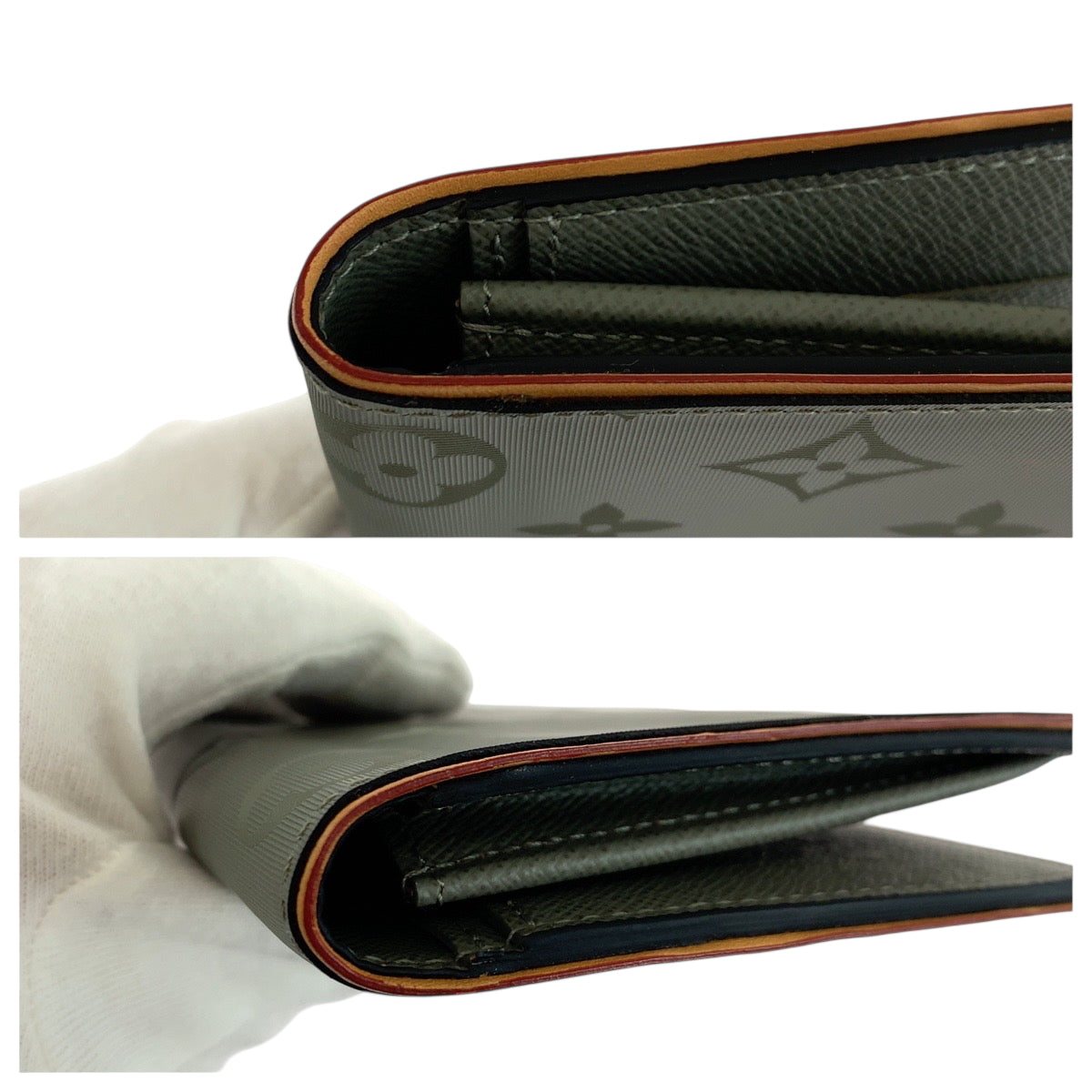 LOUIS VUITTON Long Wallet Purse M63236  leather Gray Brown SilverMetal Long Wallet Purse Monogram titanium Portefeuille Braza mens Used Authentic