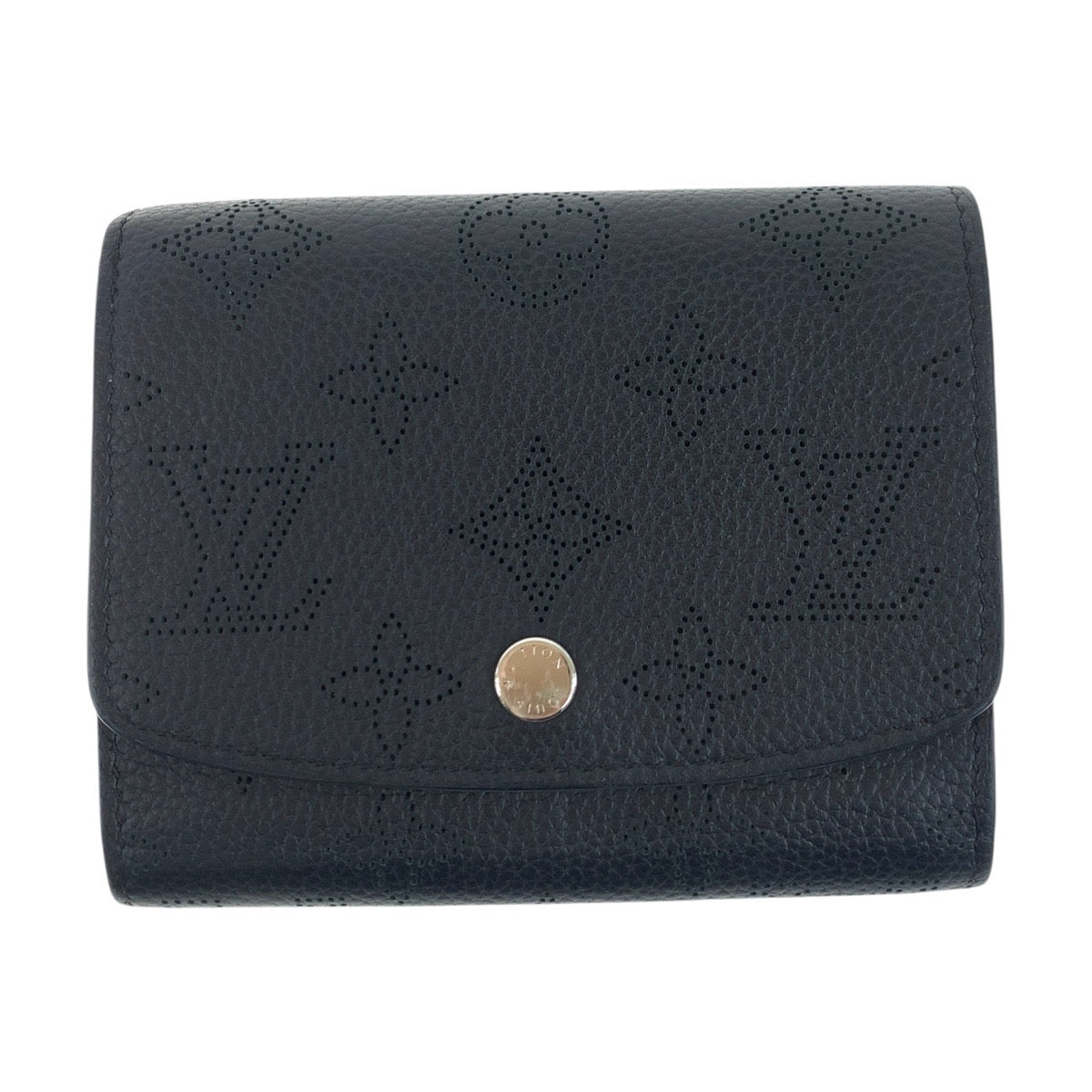 LOUIS VUITTON Bifold Wallet M67498 leather Black SilverMetal Monogram Mahina Portefeuille Iris XS
