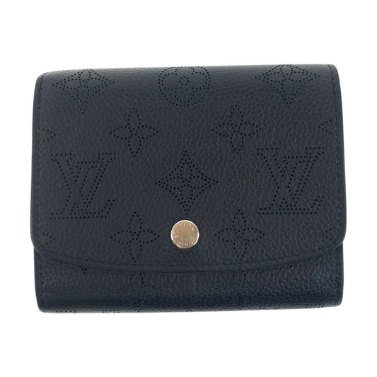LOUIS VUITTON Bifold Wallet M67498 leather Black SilverMetal Monogram Mahina Portefeuille Iris XS
