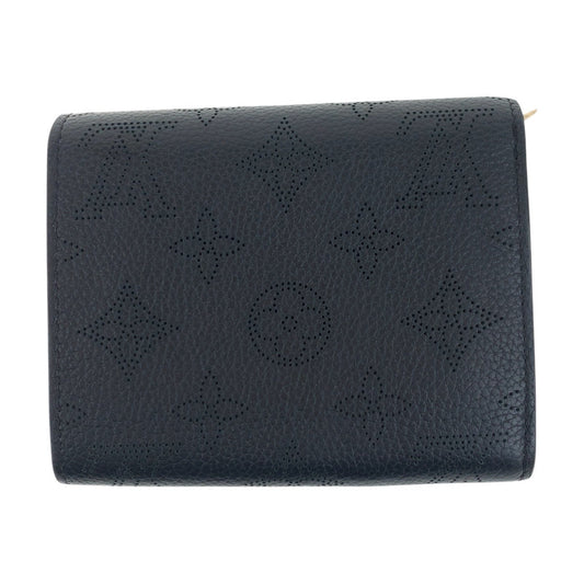 LOUIS VUITTON Bifold Wallet M67498 leather Black SilverMetal Monogram Mahina Portefeuille Iris XS