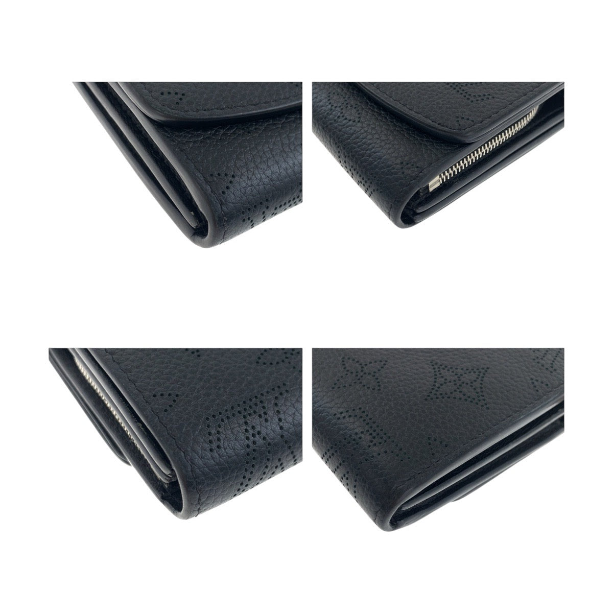 LOUIS VUITTON Bifold Wallet M67498 leather Black SilverMetal Monogram Mahina Portefeuille Iris XS