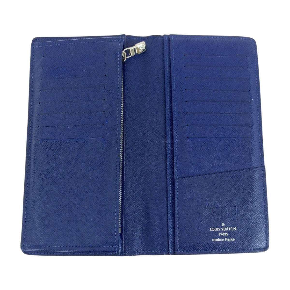 LOUIS VUITTON Long Wallet Purse M30297 Taiga Cobalt Blue SilverMetal Taigalama Portefeuille Braza