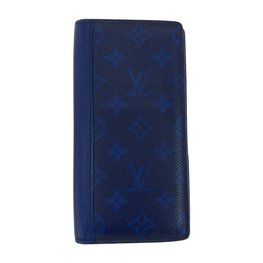 LOUIS VUITTON Long Wallet Purse M30297 Taiga Cobalt Blue SilverMetal Taigalama Portefeuille Braza