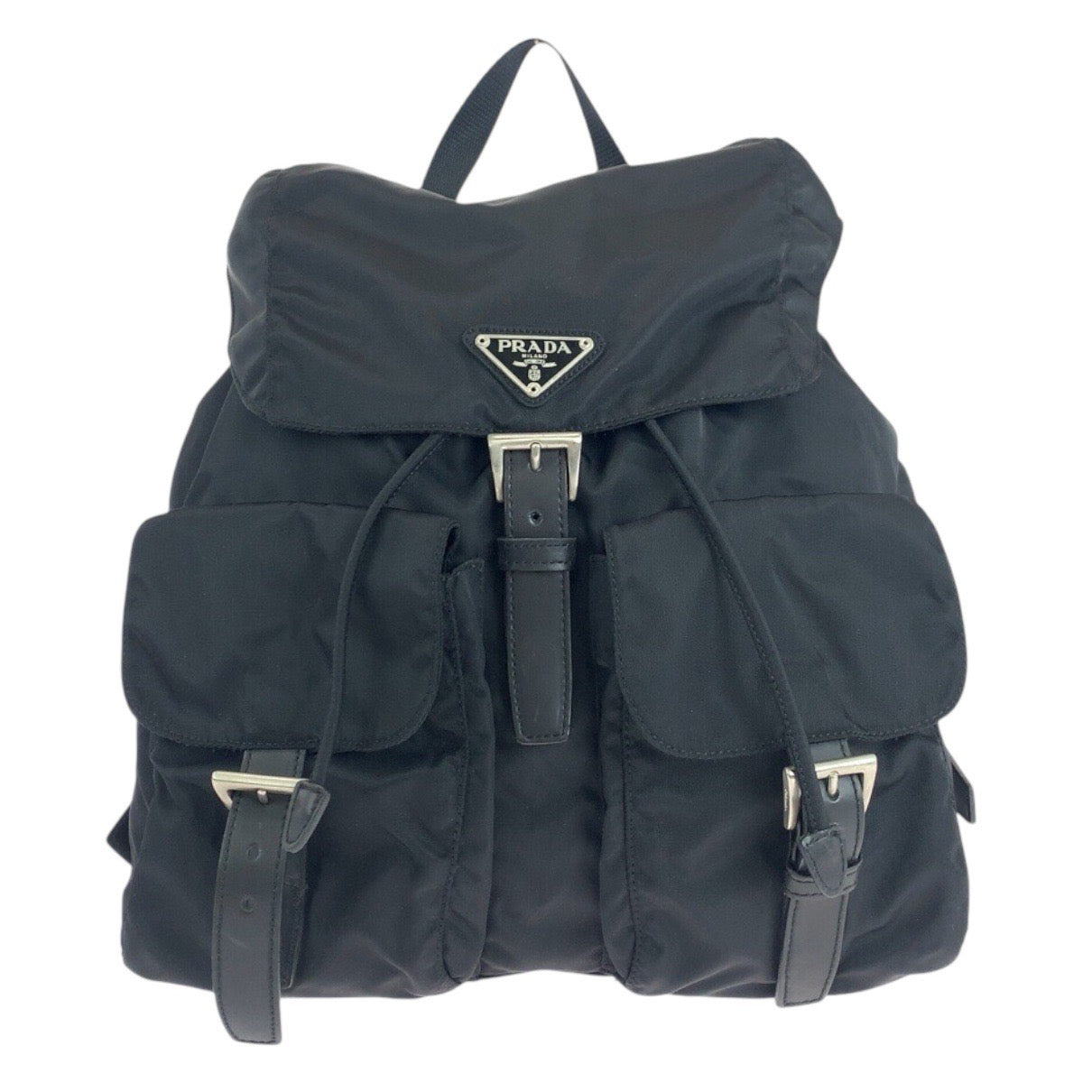 PRADA Backpack Nylon Black SilverMetal Test leather