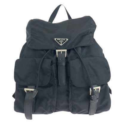 PRADA Backpack Nylon Black SilverMetal Test leather