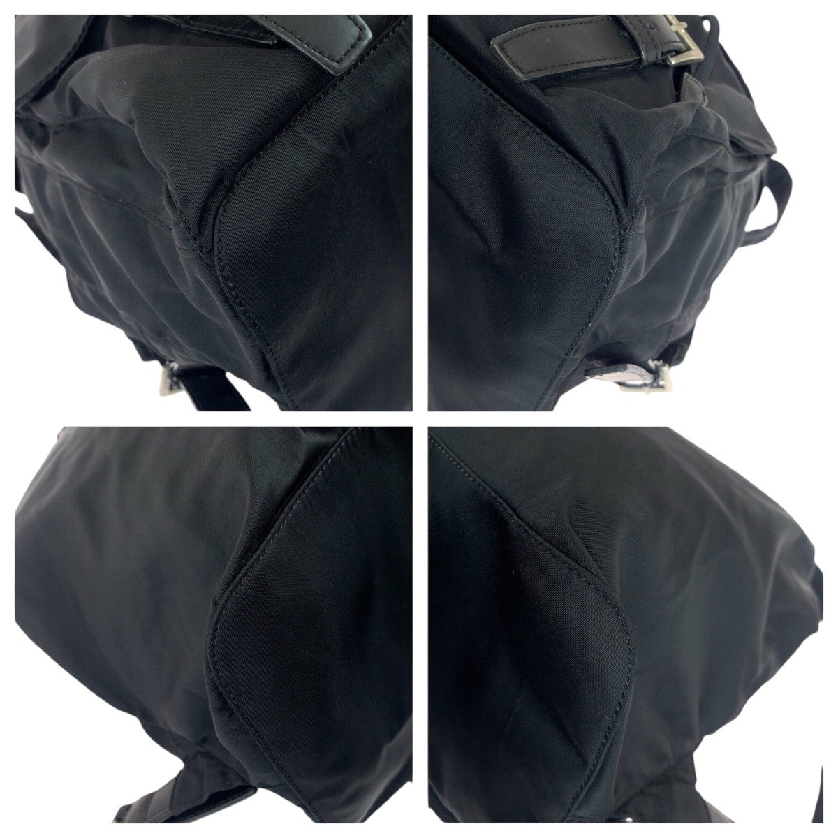 PRADA Backpack Nylon Black SilverMetal Test leather
