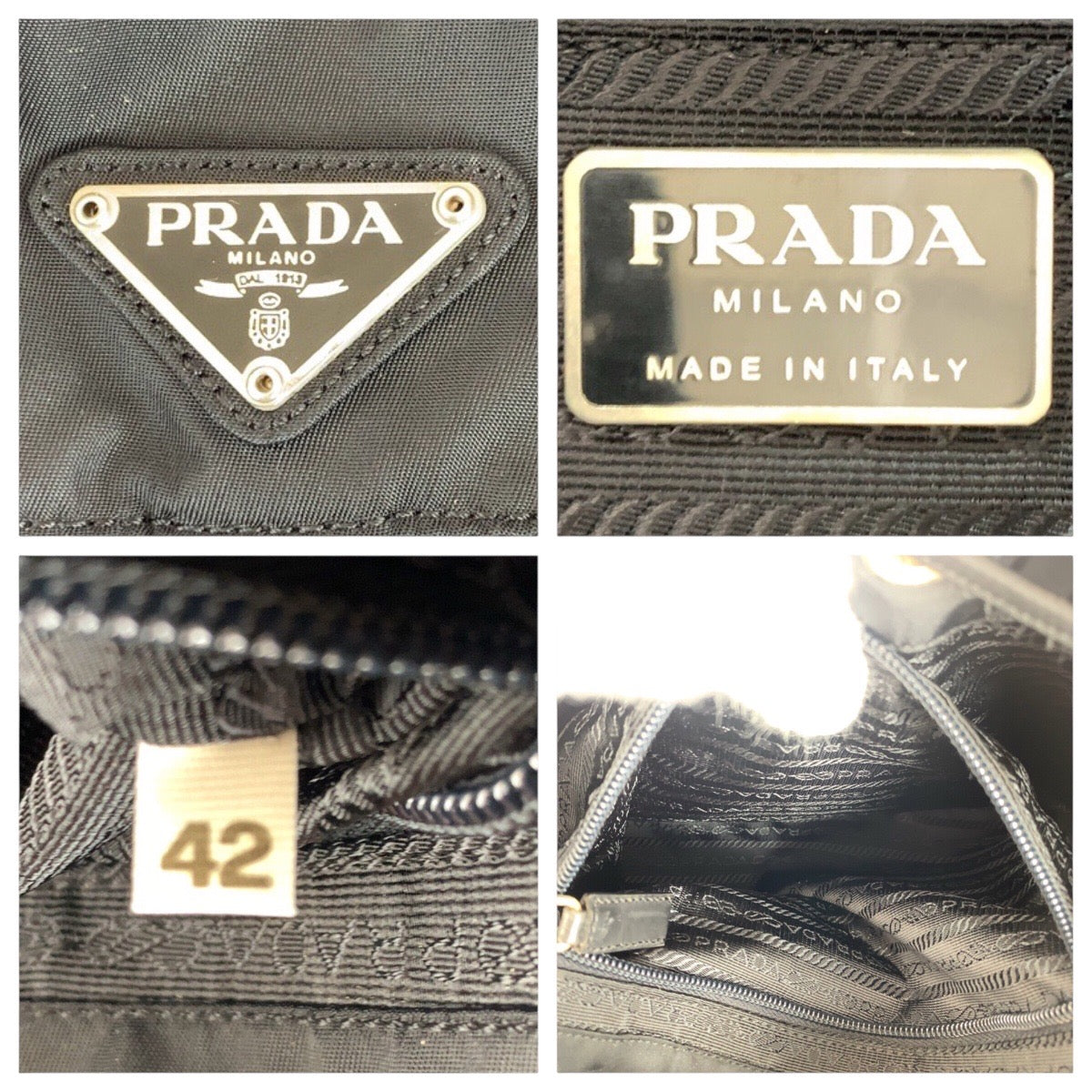 PRADA Backpack Nylon Black SilverMetal Test leather