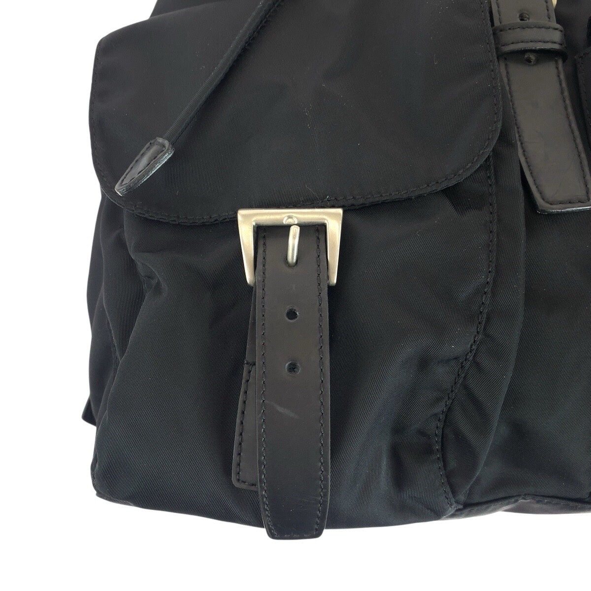 PRADA Backpack Nylon Black SilverMetal Test leather
