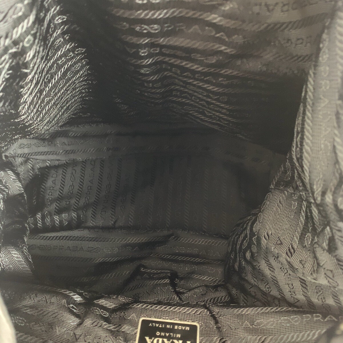 PRADA Backpack Nylon Black SilverMetal Test leather