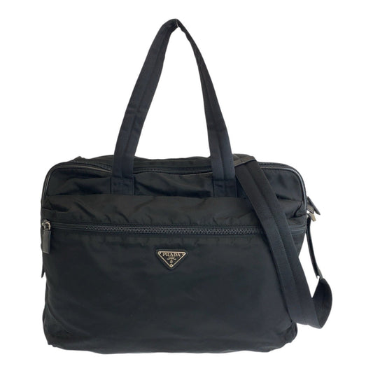 PRADA Business bag Nylon Black SilverMetal Test Triangle With logo
