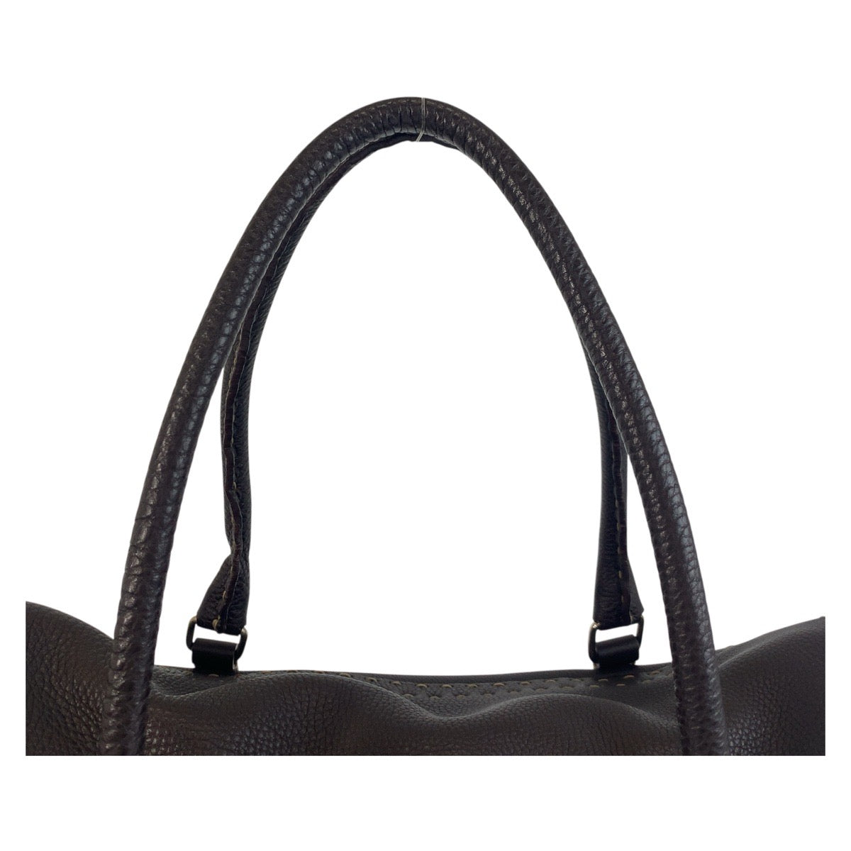 FENDI Shoulder Bag N49-22-13533 leather Brown Silver Metal Celeria
