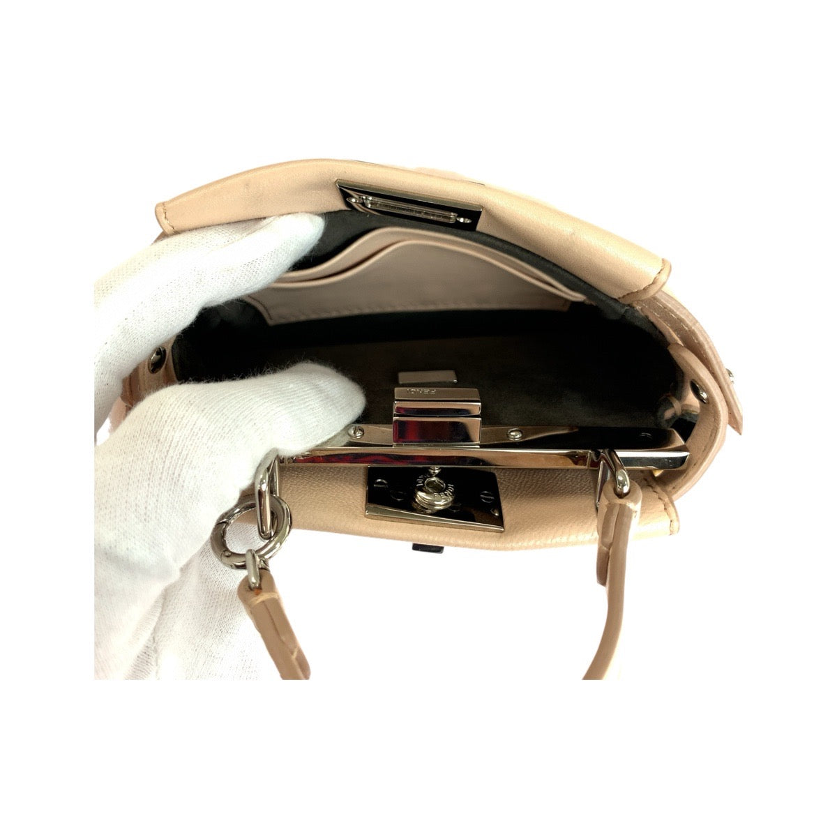 FENDI Shoulder Bag 8M0355 leather Pink Pink Beige SilverMetal Micro peek-a-boo