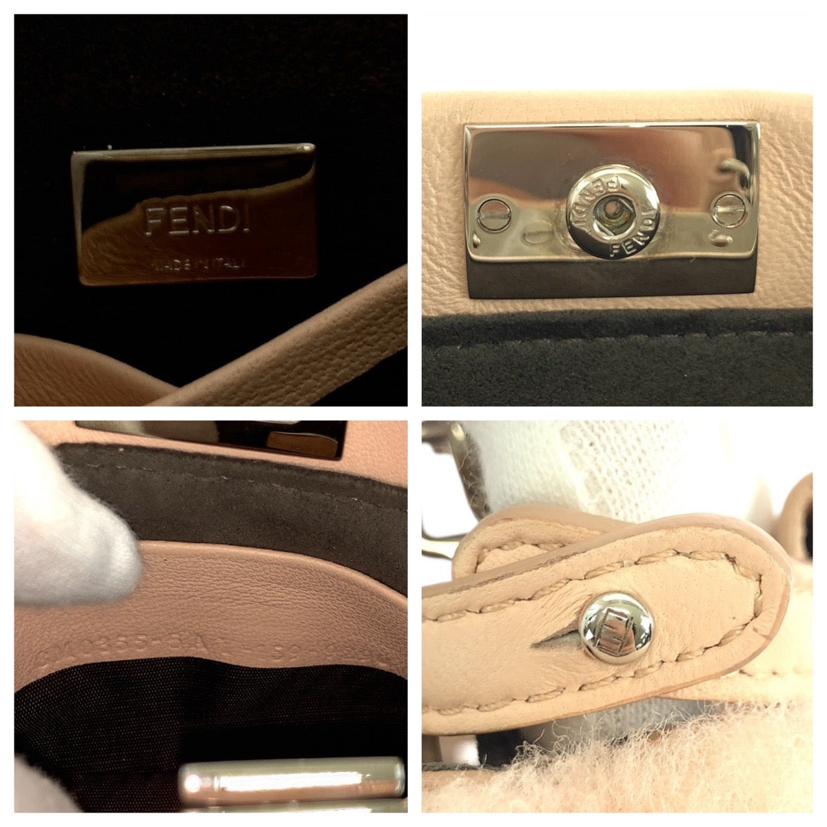 FENDI Shoulder Bag 8M0355 leather Pink Pink Beige SilverMetal Micro peek-a-boo