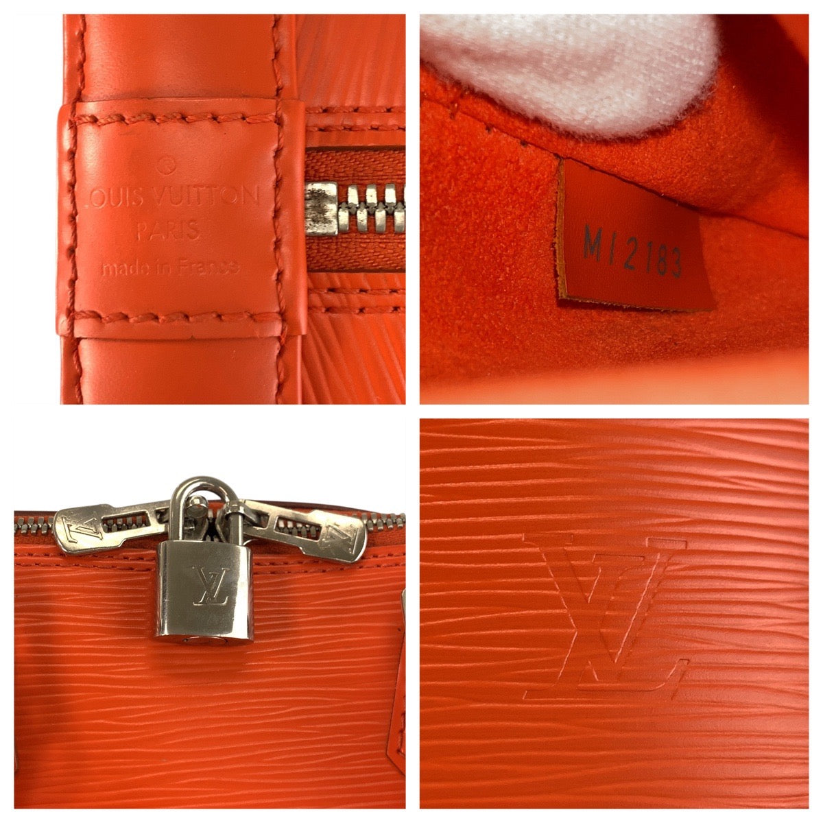 LOUIS VUITTON Handbag M40623 leather Pimon Orange Silver Metal Epi Alma PM