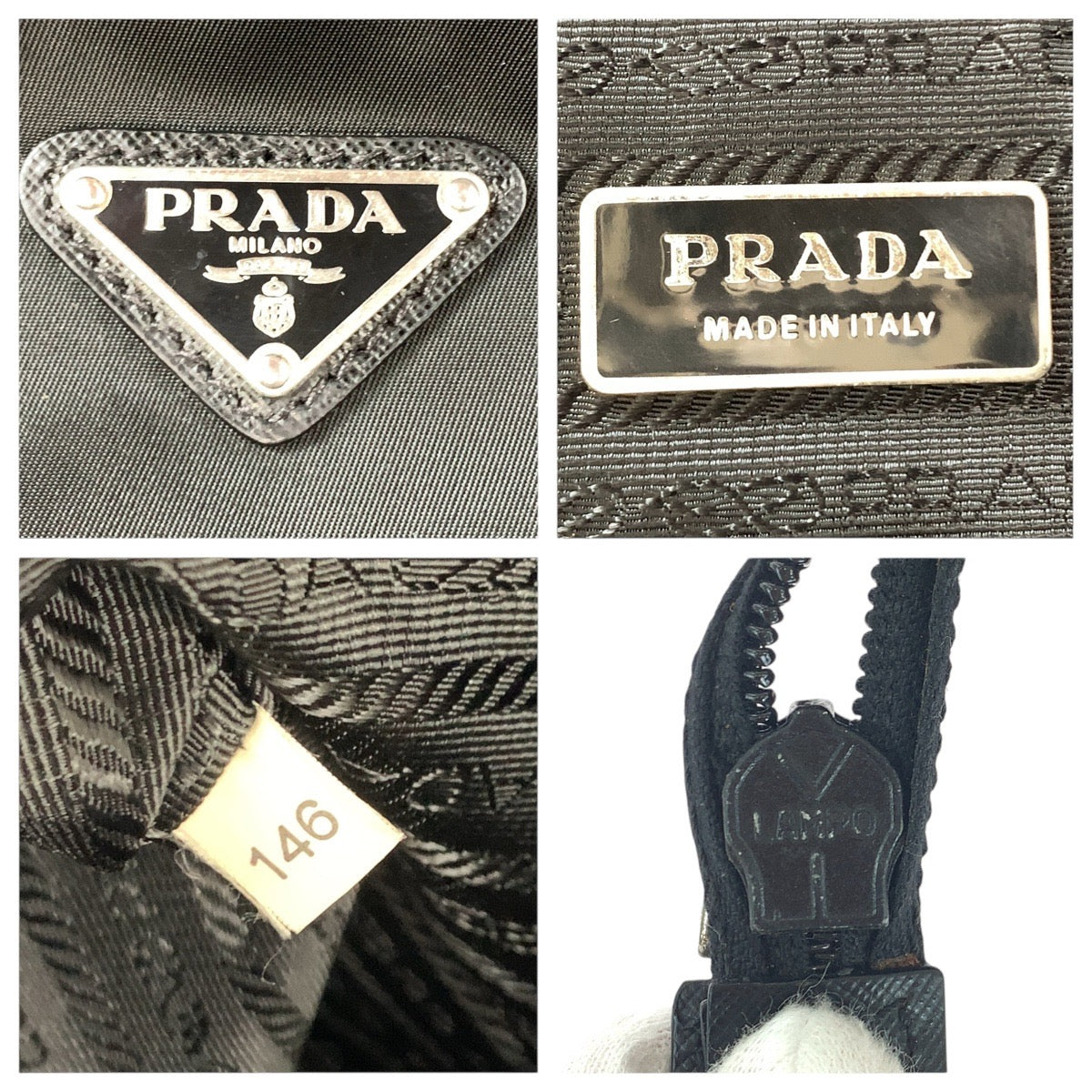 PRADA Business bag Nylon Black SilverMetal Testo Saffiano