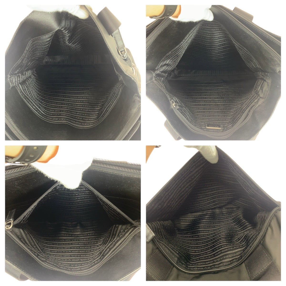 PRADA Business bag Nylon Black SilverMetal Testo Saffiano