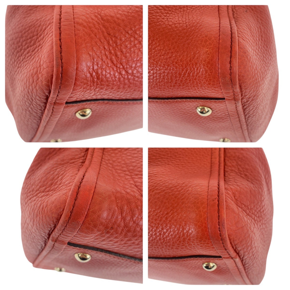 GUCCI Tote Bag 282309 leather Red Orange Gold Metal Soho