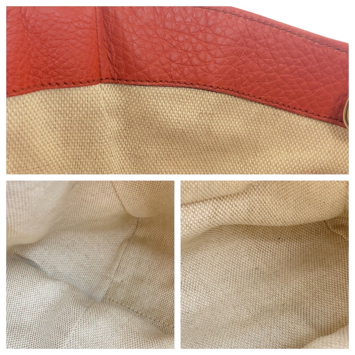GUCCI Tote Bag 282309 leather Red Orange Gold Metal Soho