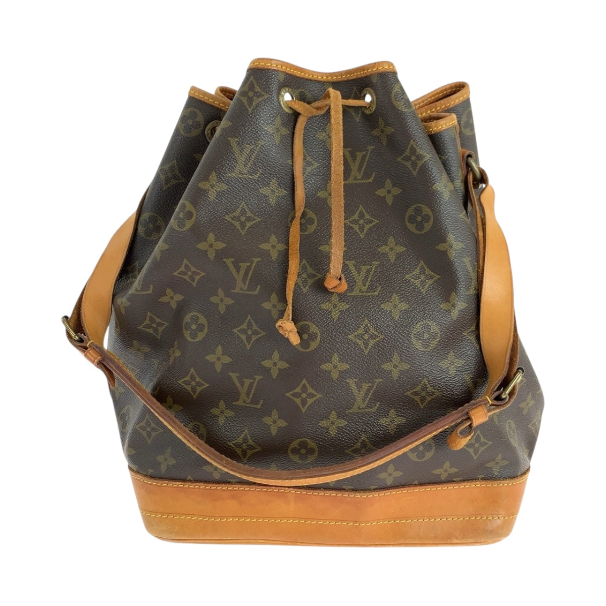LOUIS VUITTON Shoulder Bag M42224 PVC Brown Gold Metal Monogram Noe