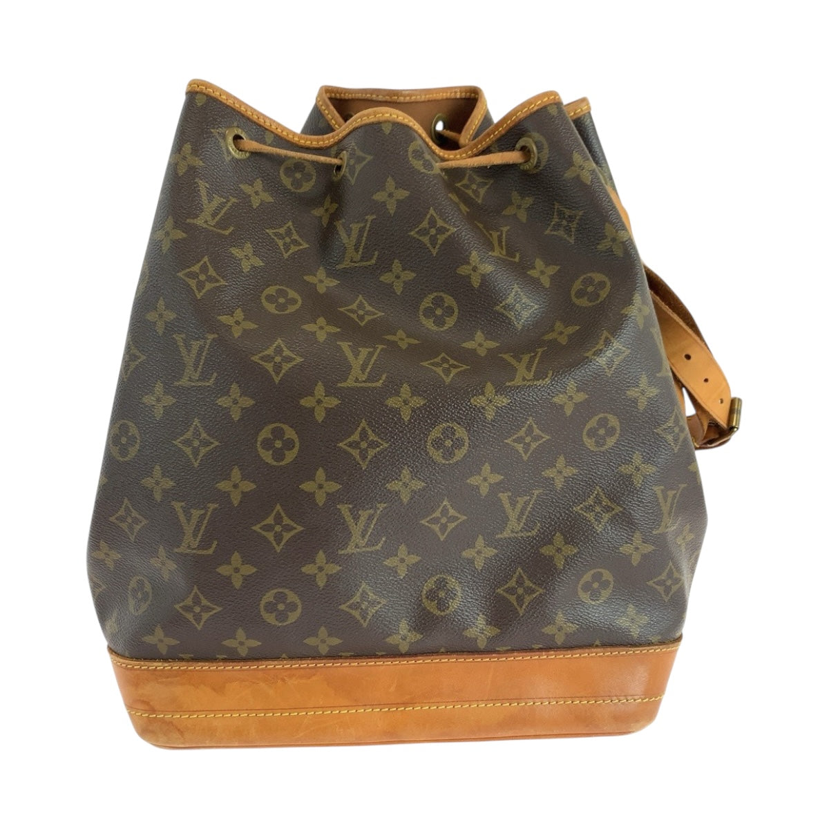 LOUIS VUITTON Shoulder Bag M42224 PVC Brown Gold Metal Monogram Noe