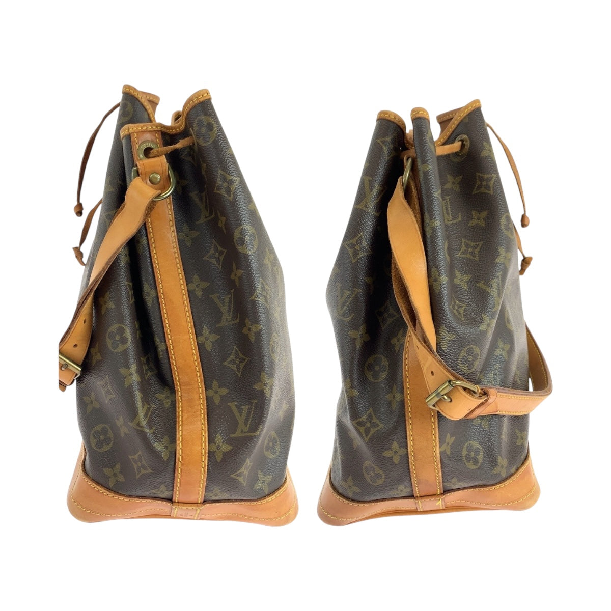 LOUIS VUITTON Shoulder Bag M42224 PVC Brown Gold Metal Monogram Noe