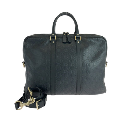 GUCCI Business bag 208463 leather Black SilverMetal Guccisima