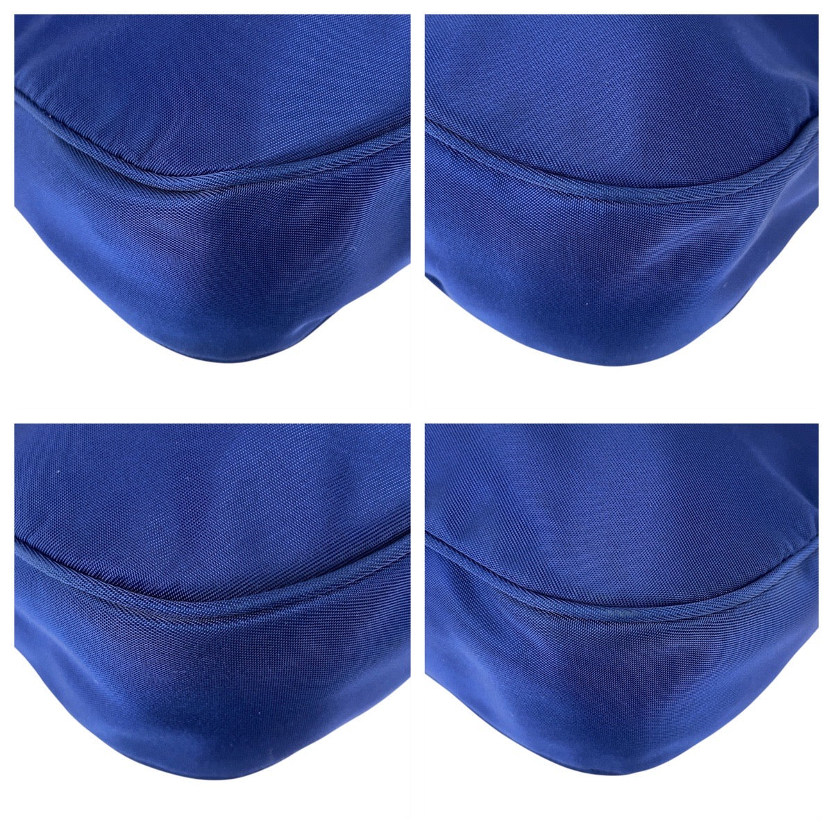 PRADA Handbag Nylon Blue Silver Metal Test Triangle With logo