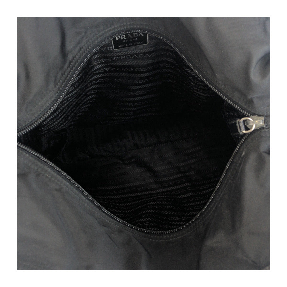 PRADA Tote Bag Nylon Black SilverMetal Test Triangle With logo